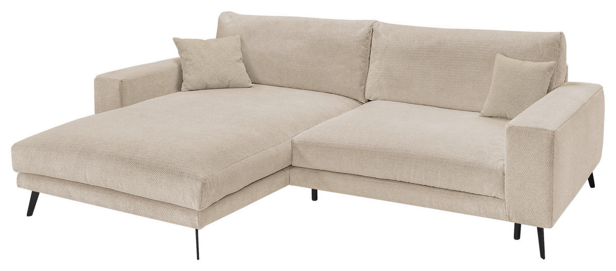 ECKSOFA Creme Webstoff  - Creme/Schwarz, KONVENTIONELL, Textil/Metall (196/269cm) - SetOne by Musterring