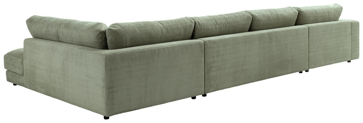 WOHNLANDSCHAFT in Cord Dunkelgrün  - Dunkelgrün/Schwarz, Design, Kunststoff/Textil (190/425/224cm) - Hom`in