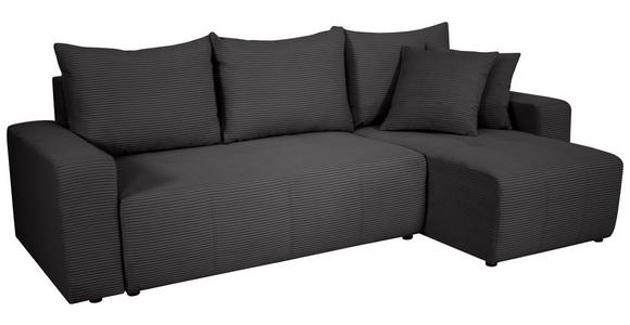 ECKSOFA inkl. Funktion Dunkelgrau Cord  - Dunkelgrau/Schwarz, Design, Kunststoff/Textil (248/146cm) - Xora