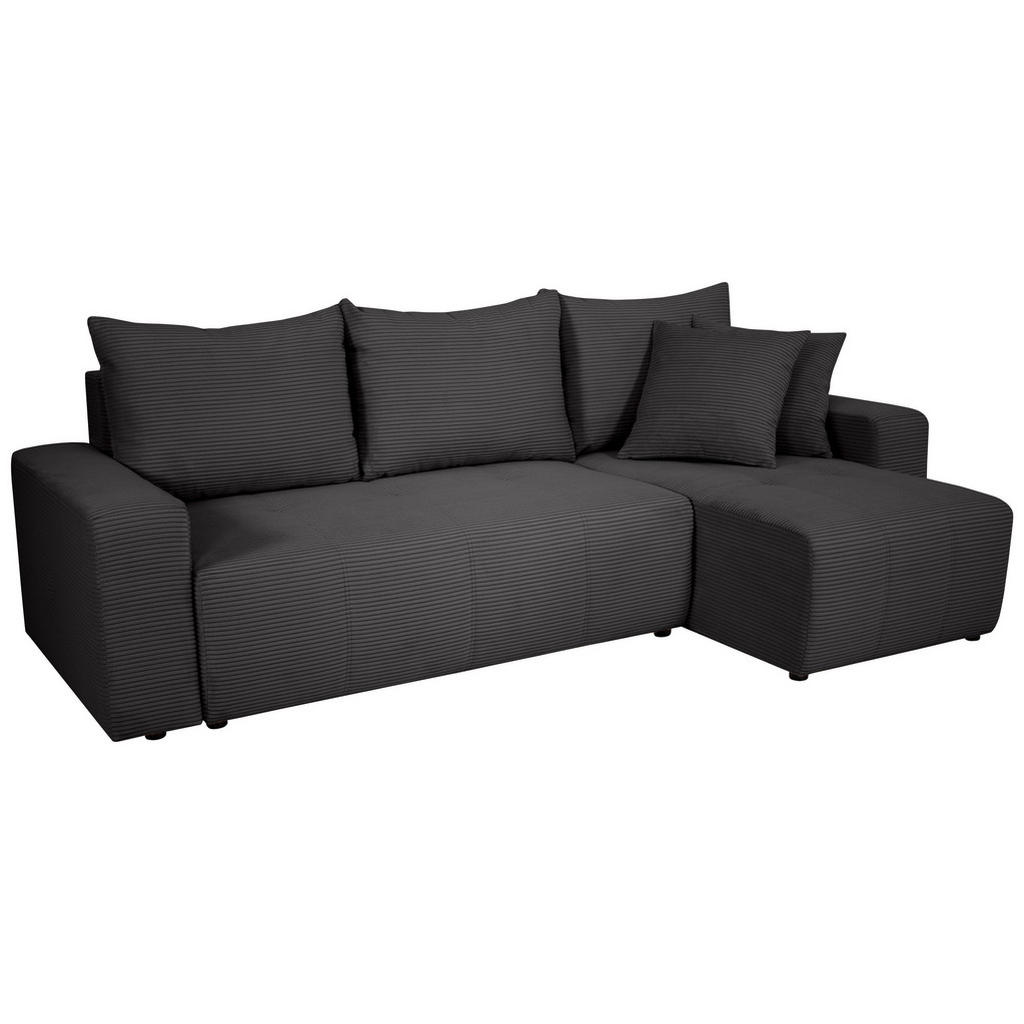 Thumbnail - Xora Ecksofa, Dunkelgrau, Textil, 3-Sitzer, Füllung: Schaumstoff, seitenverkehrt montierbar, L-Form, 248x146 cm, Rücken ...