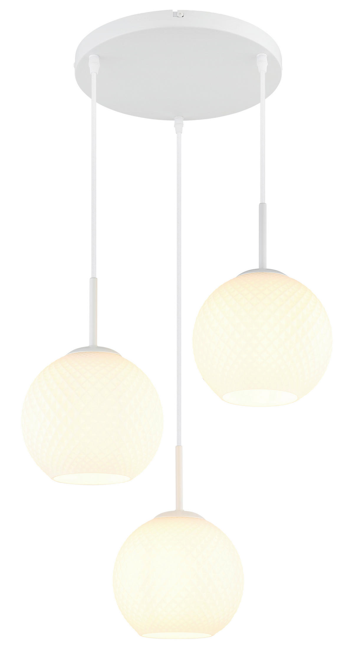 HÄNGELEUCHTE Andre 46/120 cm  - Weiß, Design, Glas/Textil (46/120cm) - Globo