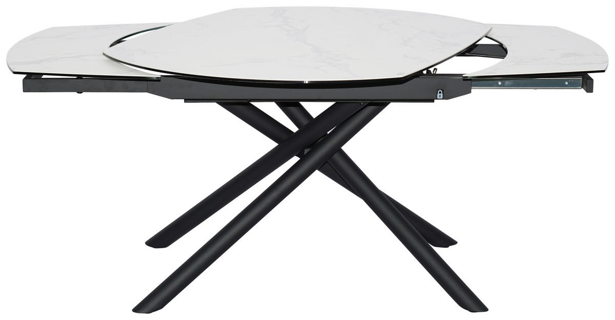 ESSTISCH in Metall, Glas, Keramik 130-190/100/77 cm  - Schwarz/Weiß, Design, Glas/Keramik (130-190/100/77cm) - Novel