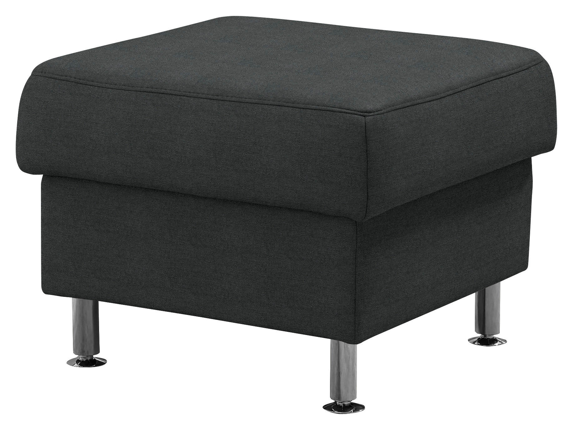HOCKER Textil Anthrazit  - Anthrazit/Alufarben, Konventionell, Textil/Metall (60/46/60cm) - Beldomo Comfort