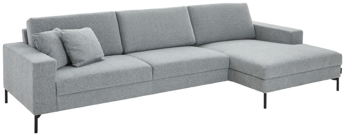 ECKSOFA in Chenille Hellblau  - Schwarz/Hellblau, Design, Textil/Metall (310/155cm) - Johann Jakob