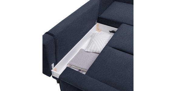 ECKSOFA in Velours Blau  - Blau/Schwarz, Basics, Holz/Textil (260/161cm) - Carryhome