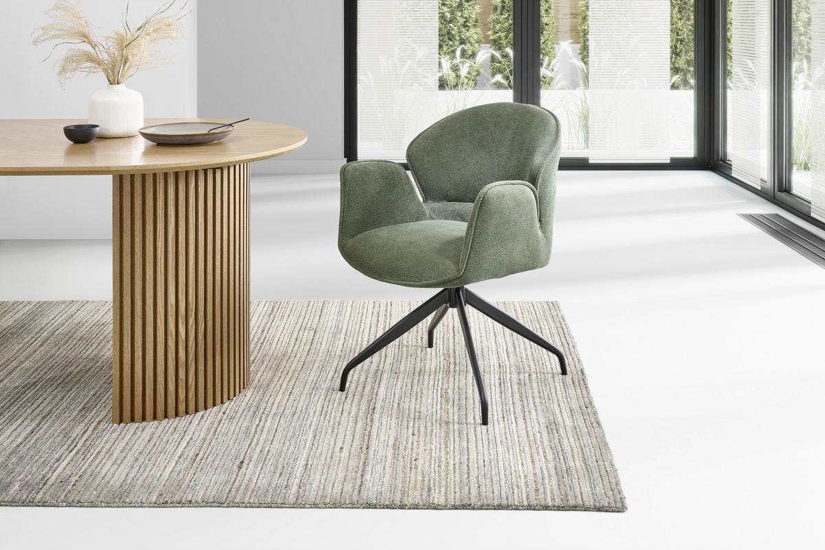 Scaun Cu Brațe din lemn, metal, textil, verde, negru - verde/negru, Modern, lemn/metal (60/86/61cm) - MID.YOU