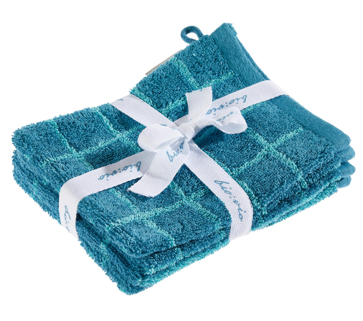 WASCHHANDSCHUHSET CHAMP Türkis, Petrol 4-teilig  - Türkis/Petrol, Natur, Textil (16/21cm) - Bio:Vio