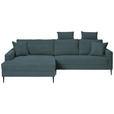ECKSOFA in Cord Blau  173/276 cm  - Blau/Schwarz, KONVENTIONELL, Textil/Metall (173/276cm) - Carryhome