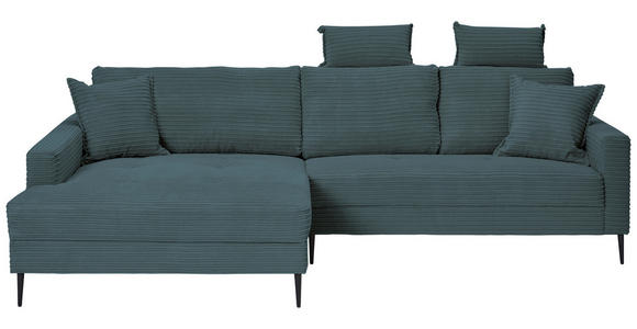 ECKSOFA in Cord Blau  173/276 cm  - Blau/Schwarz, KONVENTIONELL, Textil/Metall (173/276cm) - Carryhome