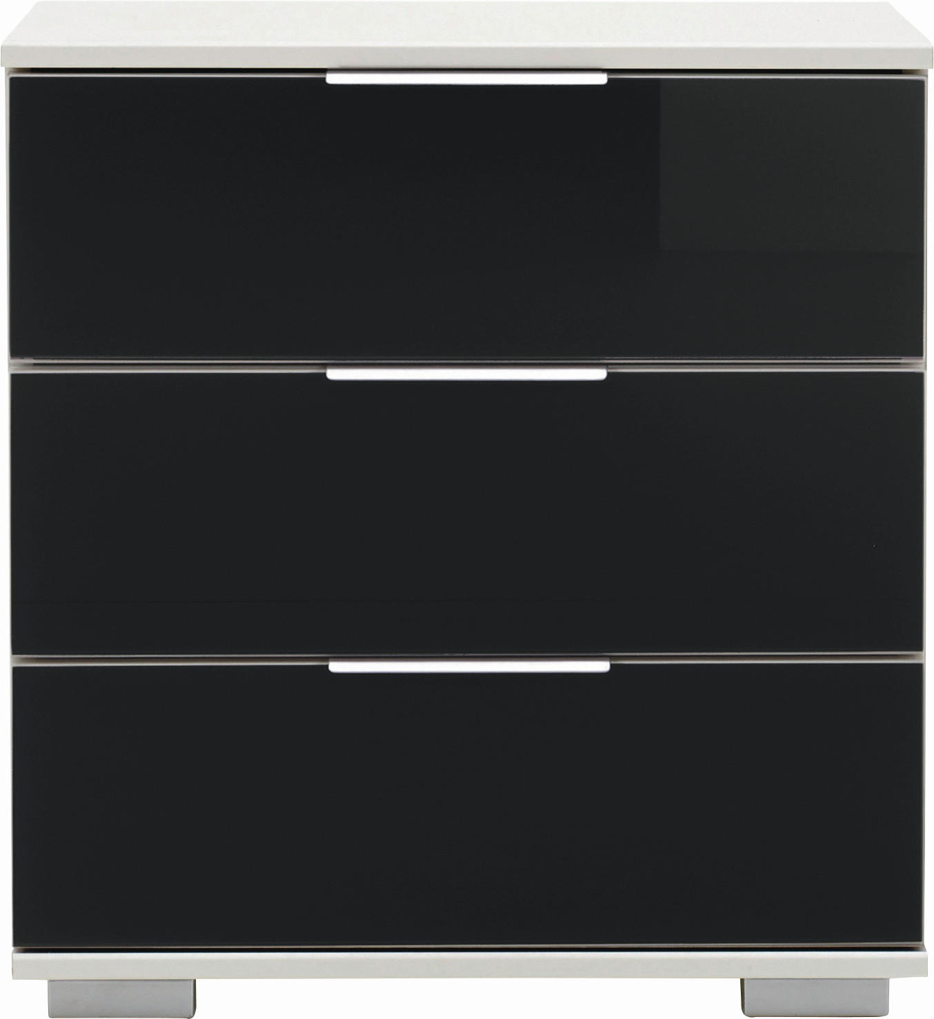 NACHTSCHRANK 52/58/38 cm  - Chromfarben/Schwarz, Design, Glas/Holzwerkstoff (52/58/38cm) - Carryhome