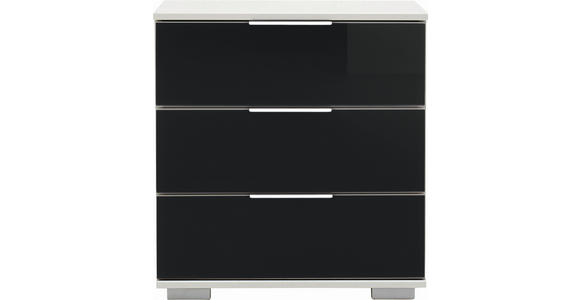 NACHTKÄSTCHEN 52/58/38 cm  in Schwarz, Weiß  - Chromfarben/Schwarz, Design, Glas/Holzwerkstoff (52/58/38cm) - Carryhome