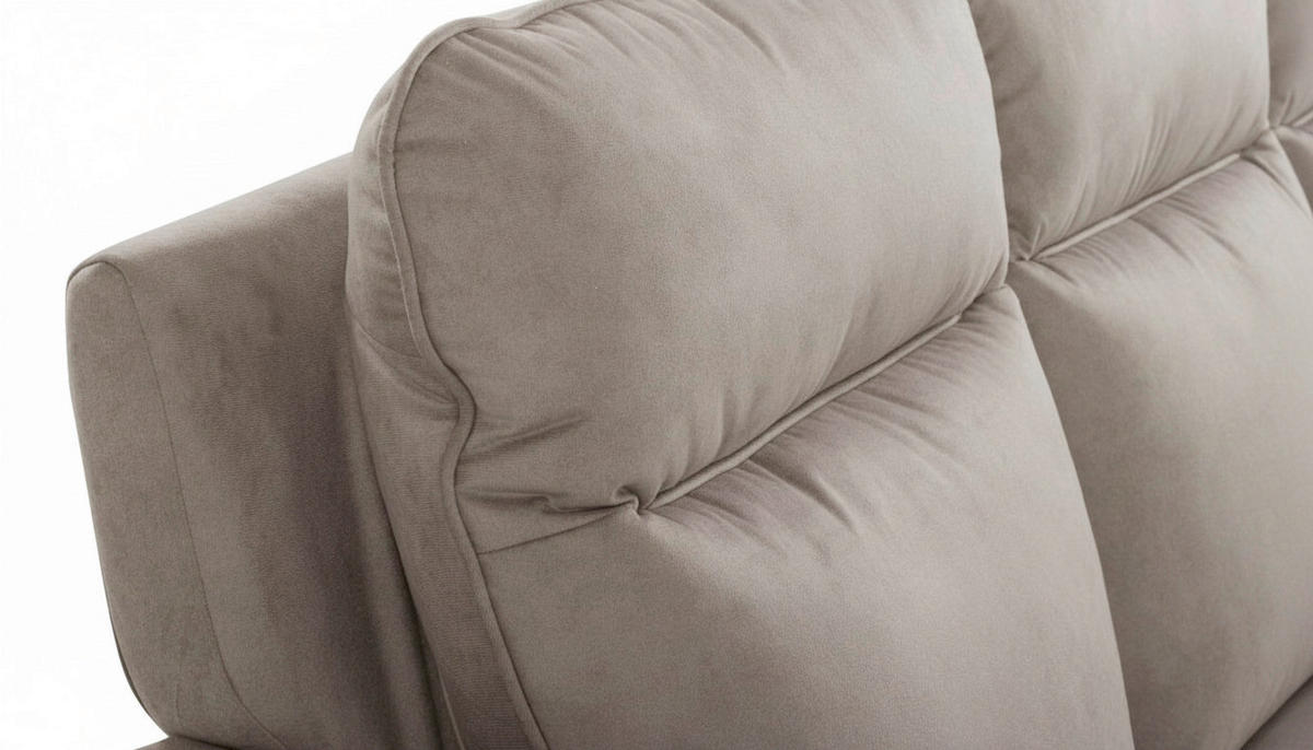 3-SITZER-SOFA  in Mikrofaser Taupe Skandinavisch, Modern  - Taupe/Buchefarben, Design, Holz/Textil (202cm) - Livetastic