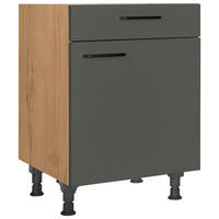 SCHUBKASTENUNTERSCHRANK 60/87/56 cm  in Grün, Eichefarben  - Eichefarben/Schwarz, MODERN, Holzwerkstoff/Metall (60/87/56cm) - Nobilia