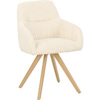 ARMLEHNSTUHL , Sitzfläche 180° drehbar , Cord  - Eichefarben/Beige, MODERN, Holz/Textil (56/88/60cm) - MID.YOU