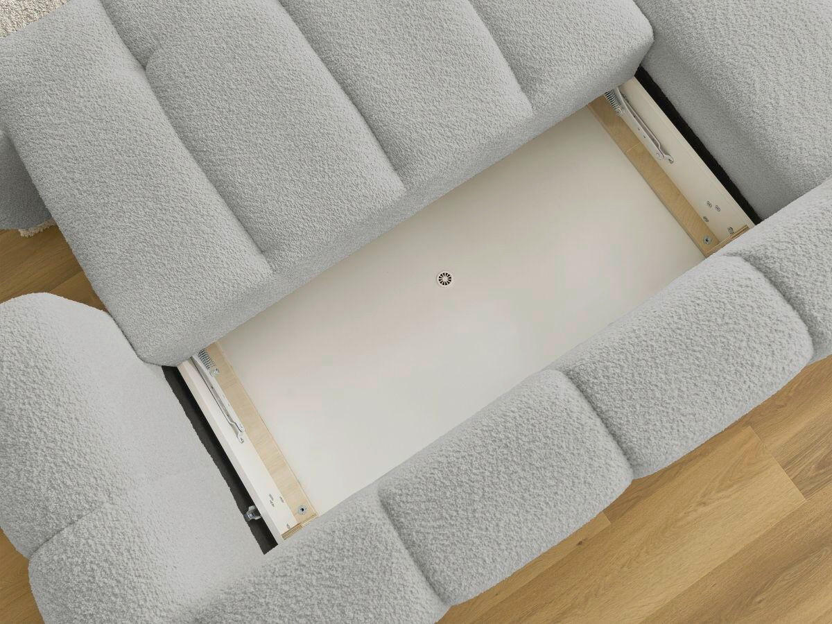 ECKSCHLAFSOFA FUJI Bouclé Hellgrau  inkl.  - Hellgrau/Schwarz, MODERN, Kunststoff/Textil (160/292cm)