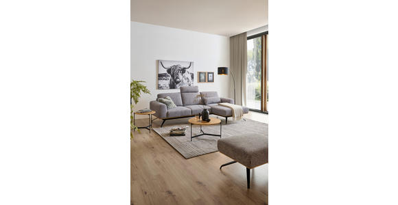 ECKSOFA in Struktur Grau 262/157 cm - Schwarz/Grau, Design, Textil/Metall (262/157cm) - Novel