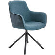 ARMLEHNSTUHL  Sitzfläche 360° drehbar Flachgewebe  - Petrol/Schwarz, Design, Textil/Metall (60/88/64cm) - Novel