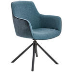 ARMLEHNSTUHL  Sitzfläche 360° drehbar Flachgewebe  - Petrol/Schwarz, Design, Textil/Metall (60/88/64cm) - Novel