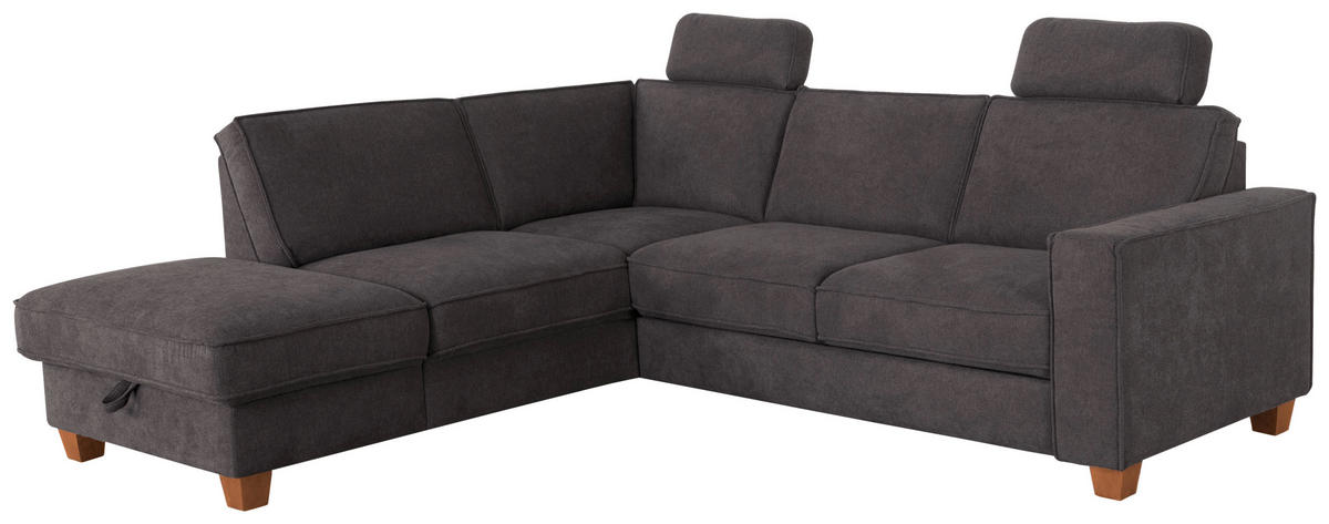 ECKSOFA in Flachgewebe Dunkelgrau  - Eichefarben/Dunkelgrau, Konventionell, Holz/Textil (213/236cm) - Sit & More