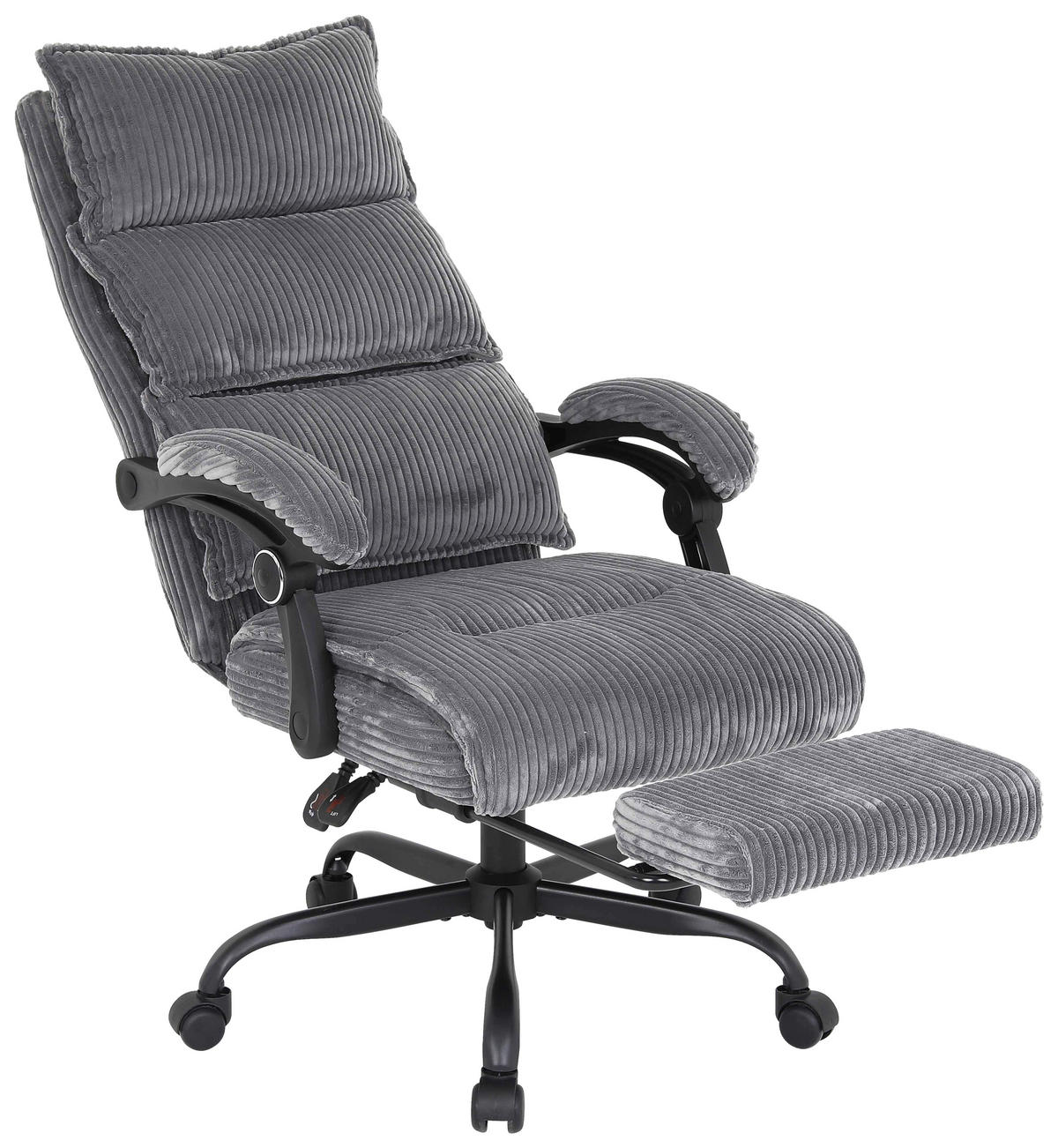DREHSTUHL Cord Grau  - Schwarz/Grau, MODERN, Holz/Kunststoff (65/116/124/65cm) - MID.YOU
