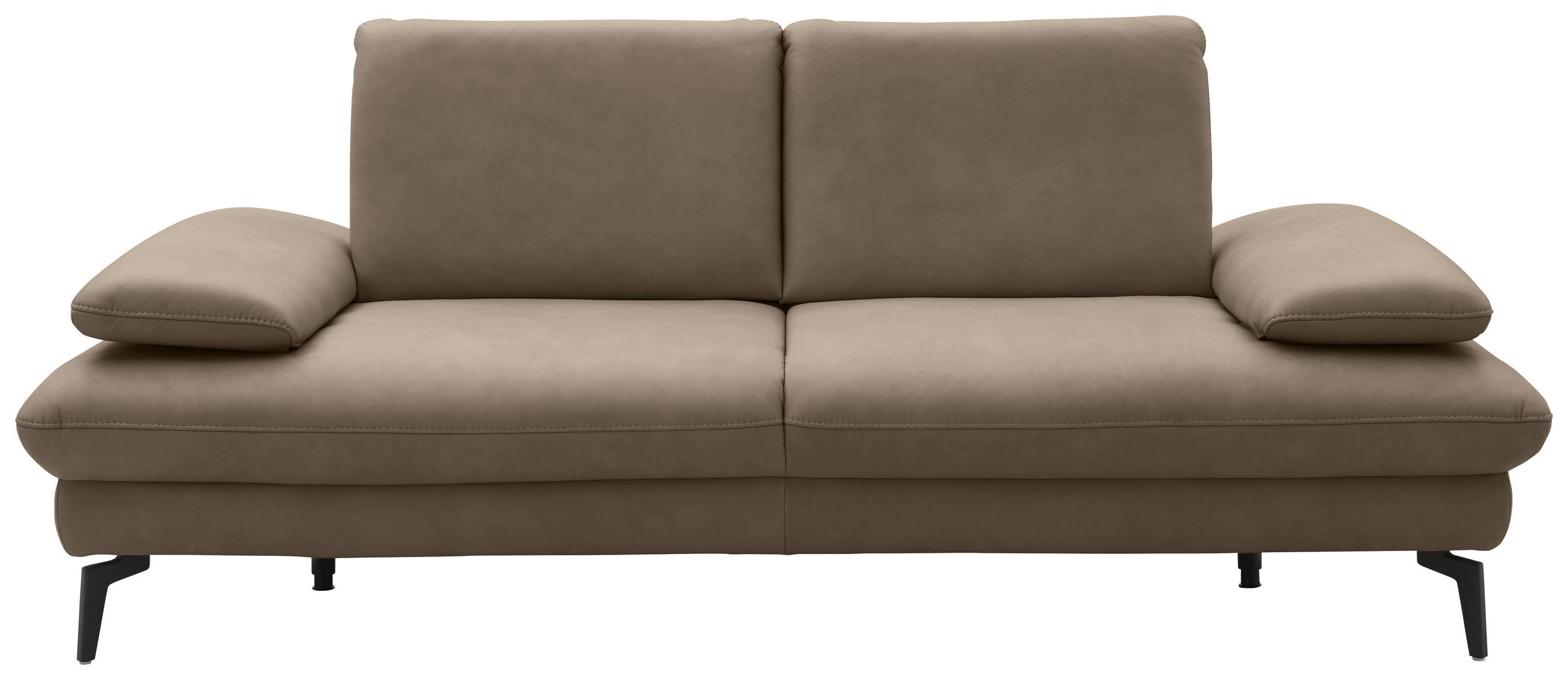 2,5-SITZER in Echtleder Graubraun  - Graubraun/Schwarz, Design, Leder/Metall (212/86/94cm) - Dieter Knoll