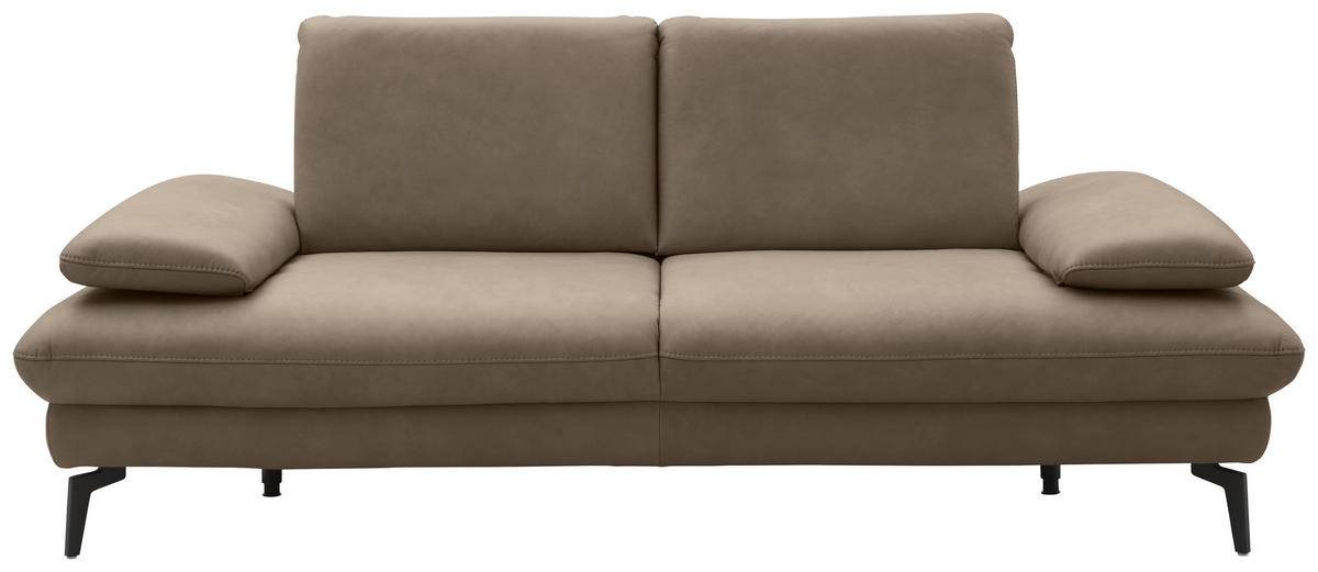 2,5-SITZER in Leder Graubraun  - Graubraun/Schwarz, Design, Leder/Metall (212/86/94cm) - Dieter Knoll