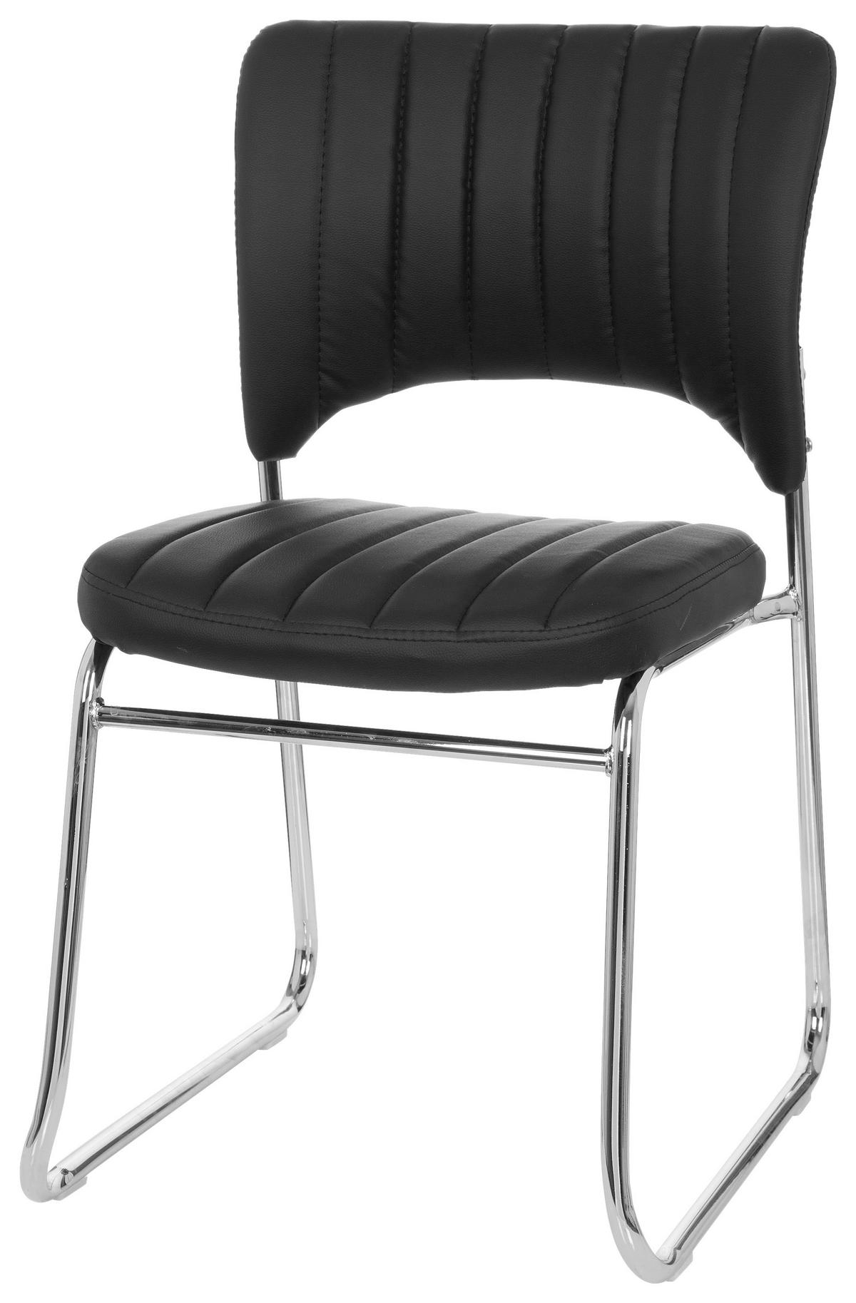 BESUCHERSTUHL Schwarz  - Chromfarben/Schwarz, MODERN, Textil/Metall (44/82/52cm) - MID.YOU