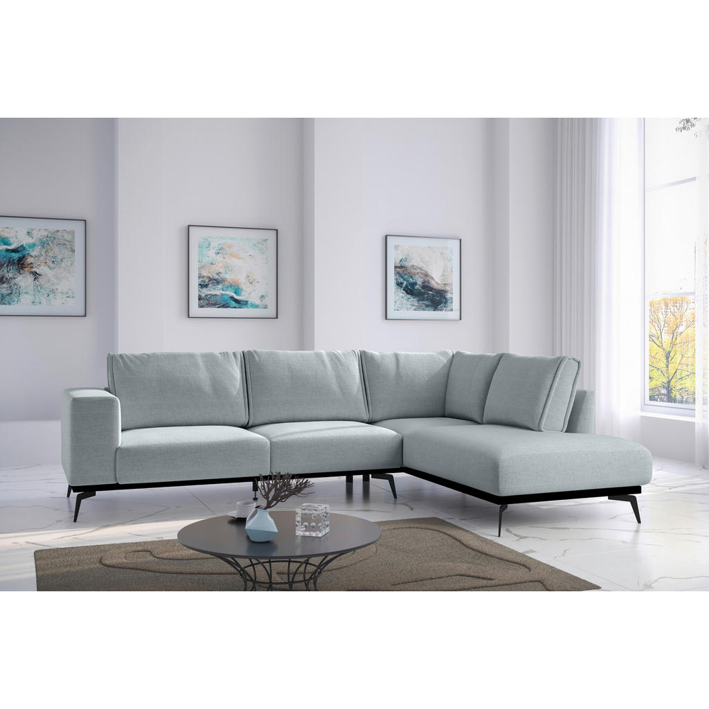 Thumbnail - Mid.you Ecksofa, Hellgrau, Holz, Textil, 6-Sitzer, Füllung: Polyurethan (Pur), Silikon, Ottomane rechts, L-Form, 293x200...