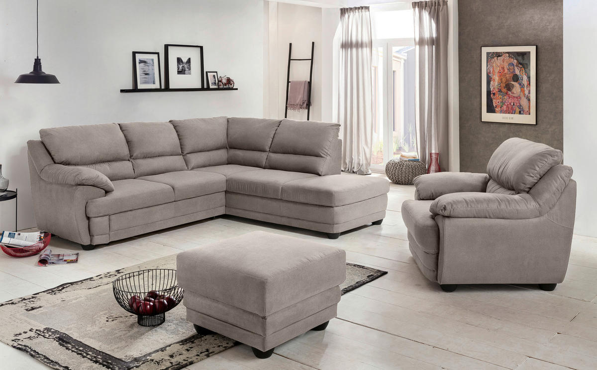 ECKSOFA in Mikrofaser Beige  - Beige/Schwarz, Design, Kunststoff/Textil (225/245cm) - Livetastic