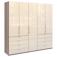 FALTTÜRENSCHRANK  in Trüffeleichefarben, Magnolie  - Chromfarben/Magnolie, KONVENTIONELL, Glas/Holzwerkstoff (250/236/58cm) - Venda