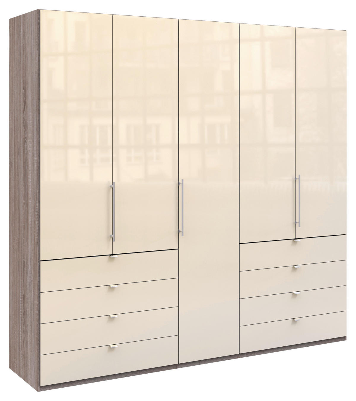 FALTTÜRENSCHRANK  in Trüffeleichefarben, Magnolie  - Chromfarben/Magnolie, KONVENTIONELL, Glas/Holzwerkstoff (250/236/58cm) - Venda