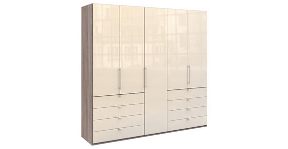 FALTTÜRENSCHRANK  in Trüffeleichefarben, Magnolie  - Chromfarben/Magnolie, KONVENTIONELL, Glas/Holzwerkstoff (250/236/58cm) - Venda