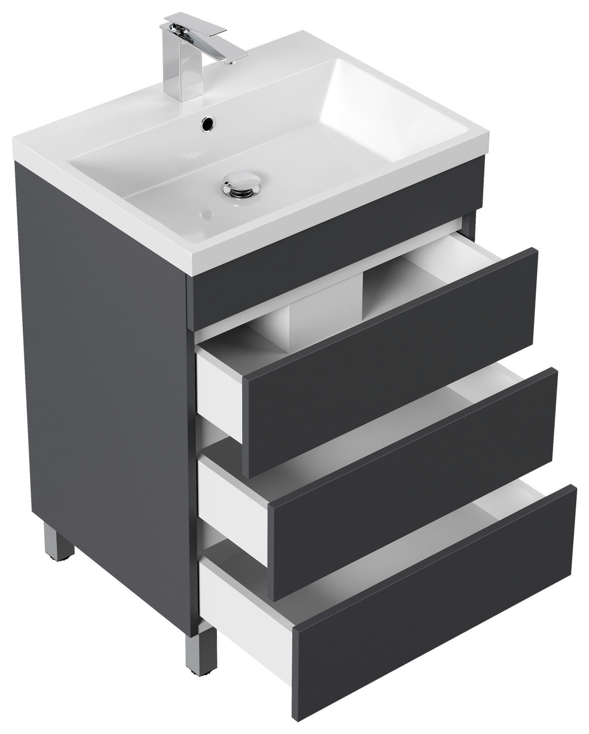 WASCHTISCHKOMBI 70 cm  - Graphitfarben/Weiß, Basics, Holzwerkstoff/Stein (70cm) - MID.YOU