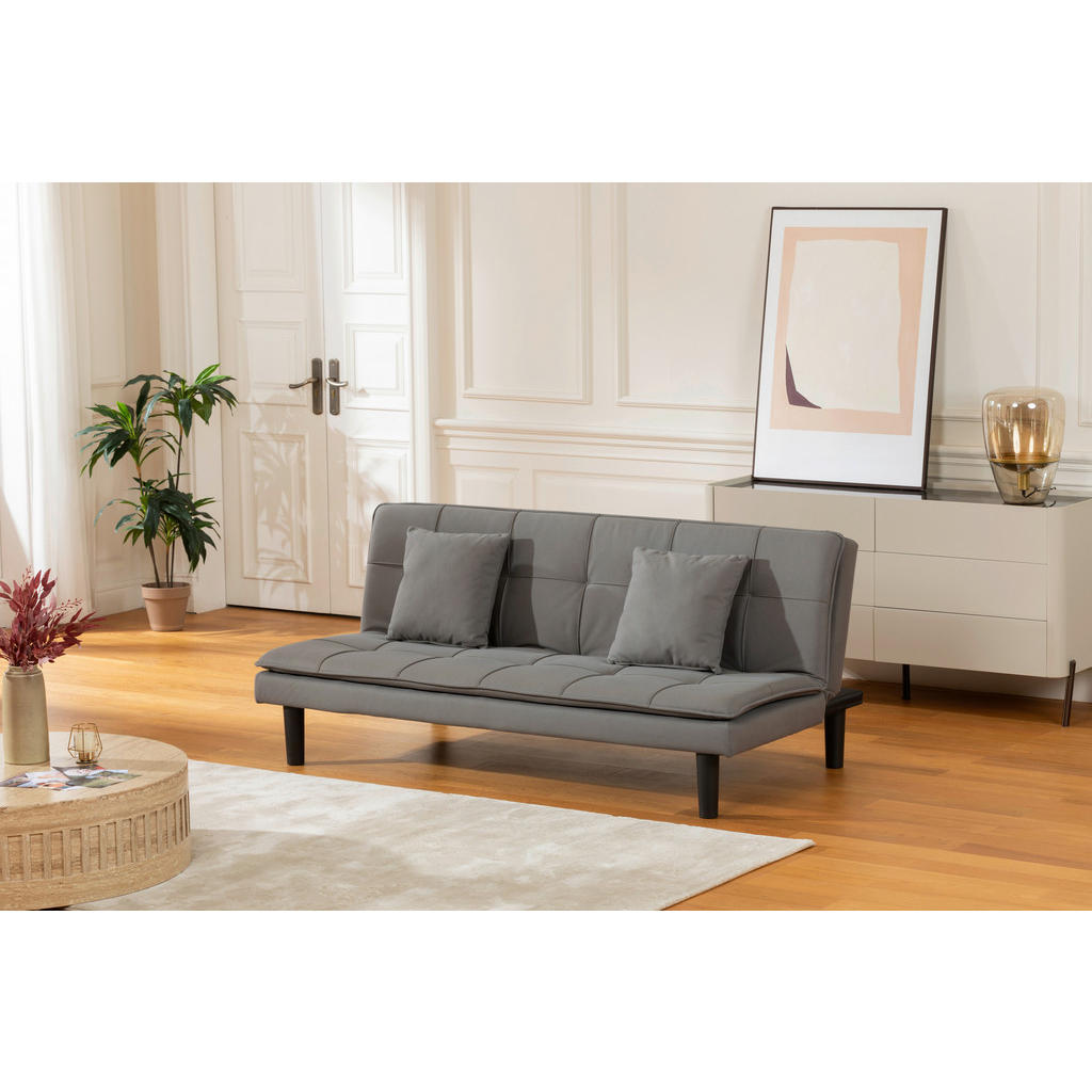 Thumbnail - P & B Schlafsofa, Grau, Textil, 3-Sitzer, Füllung: Polyester, 180x79x91 cm, Liegefunktion, Kinder- & Jugendzimmer, Jugen...