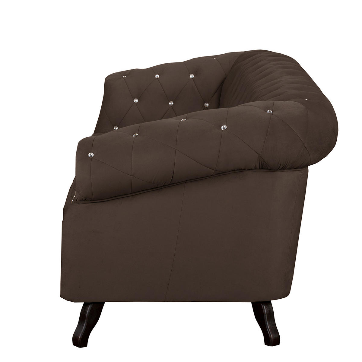 3-SITZER-SOFA GLASGOW Velours Braun  - Braun, Design, Holz/Textil (197/82/90cm) - P & B