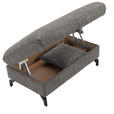 ECKSOFA in Flachgewebe, Leinenoptik Taupe  - Taupe/Schwarz, Design, Textil/Metall (247/208cm) - Xora