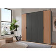 DREHTÜRENSCHRANK  in Graphitfarben, Eiche Artisan  - Schwarz/Graphitfarben, Trend, Holzwerkstoff/Metall (225/210/58cm) - Carryhome