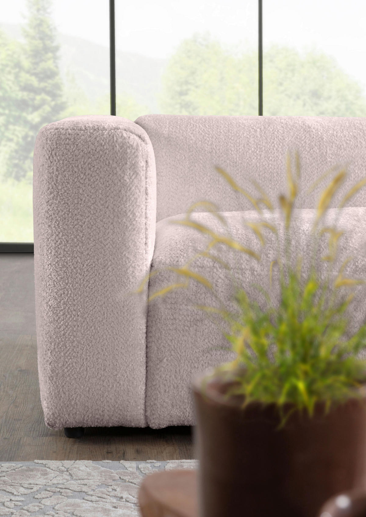 ECKSOFA Rosa Chenille  - Creme/Schwarz, MODERN, Kunststoff/Textil (323/178cm) - Carryhome