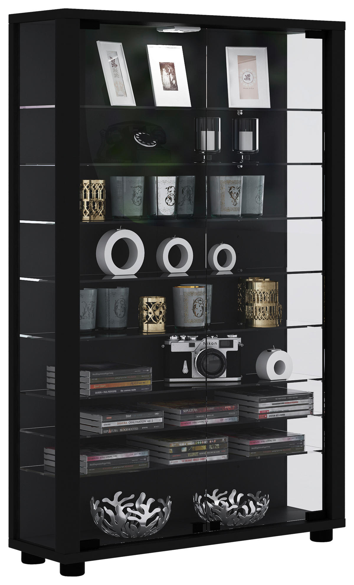 VITRINE in Schwarz  - Transparent/Schwarz, Design, Glas/Holzwerkstoff (59/90/18cm) - MID.YOU