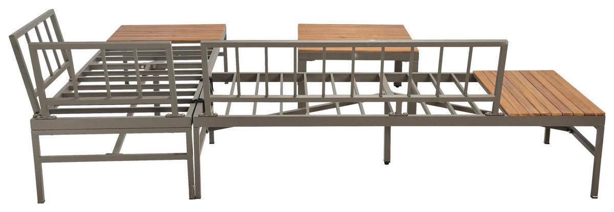 LOUNGEGARNITUR   57/35/57 cm Akazie vollmassiv Aluminium  - Beige/Beigebraun, MODERN, Holz/Textil (57/35/57cm) - Ambia Garden