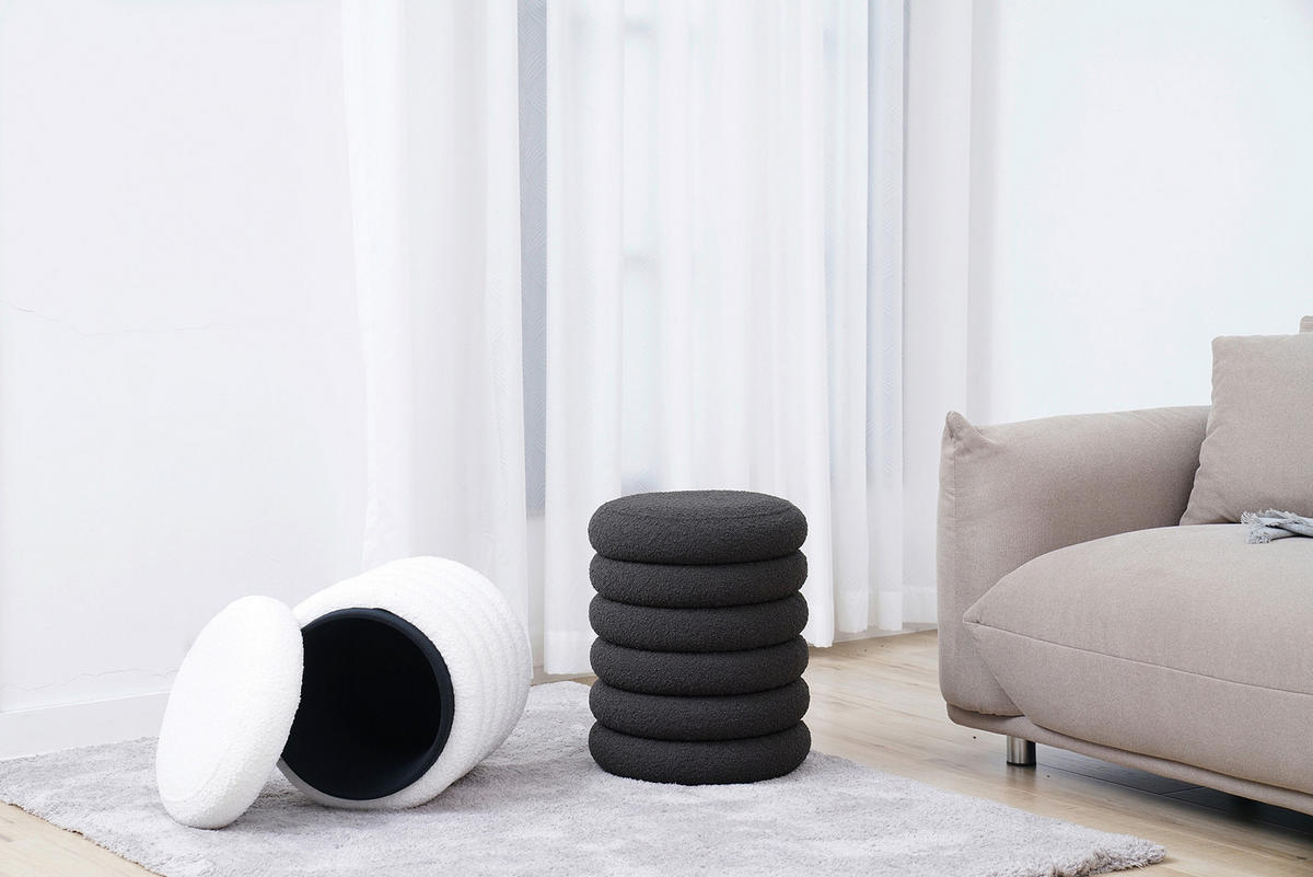 HOCKER in Textil Weiß  - Weiß, MODERN, Textil (38/45/38cm) - Livetastic