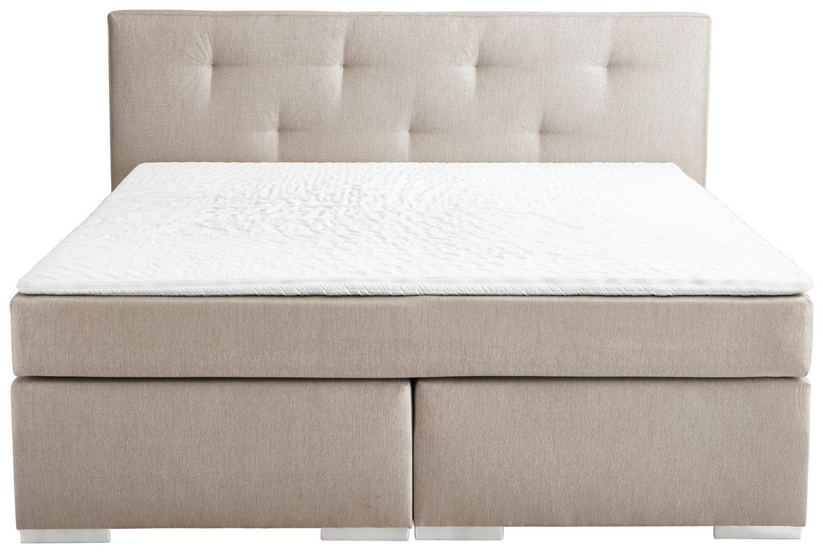 BOXSPRINGBETT 180/200 cm  in Beige  - Chromfarben/Beige, KONVENTIONELL, Kunststoff/Textil (180/200cm) - Carryhome