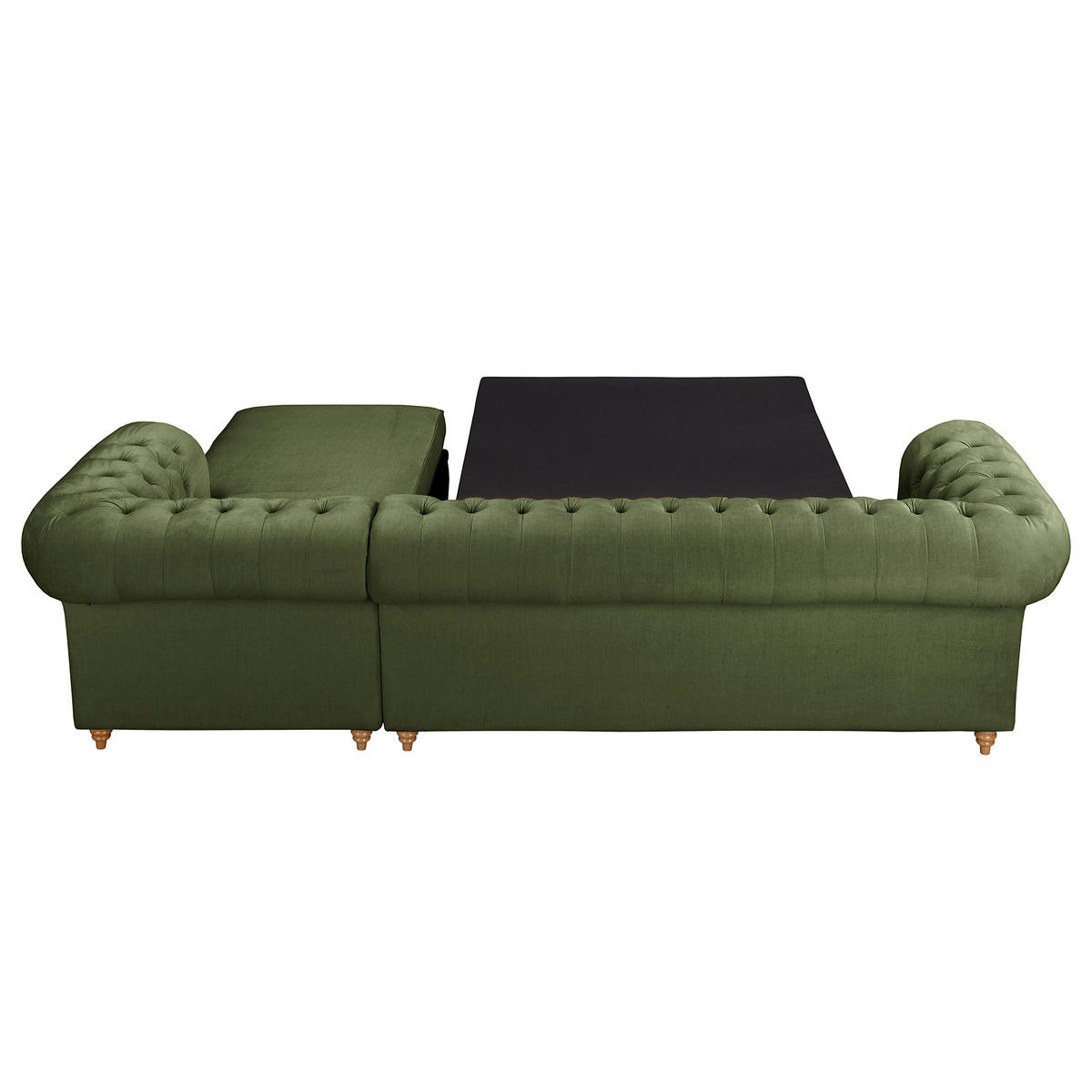 ECKSOFA Laura in Mikrofaser Dunkelgrün  284/182 cm  - Dunkelgrün/Creme, Design, Holz/Textil (284/182cm) - P & B