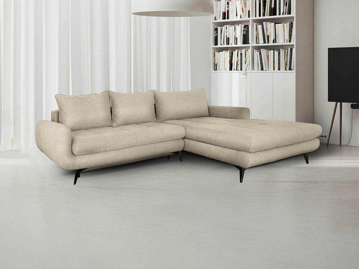 UGAONA GARNITURA bež  - bež/crna, Moderno, drvo (85/173/271cm) - Hom`in