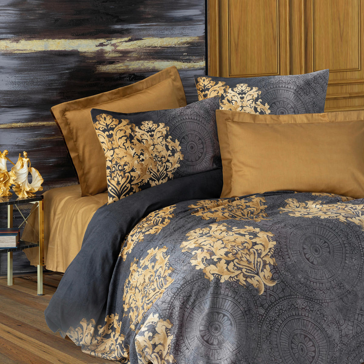 BETTWÄSCHE 135/200 cm  - Anthrazit/Beige, Basics, Textil (135/200cm)