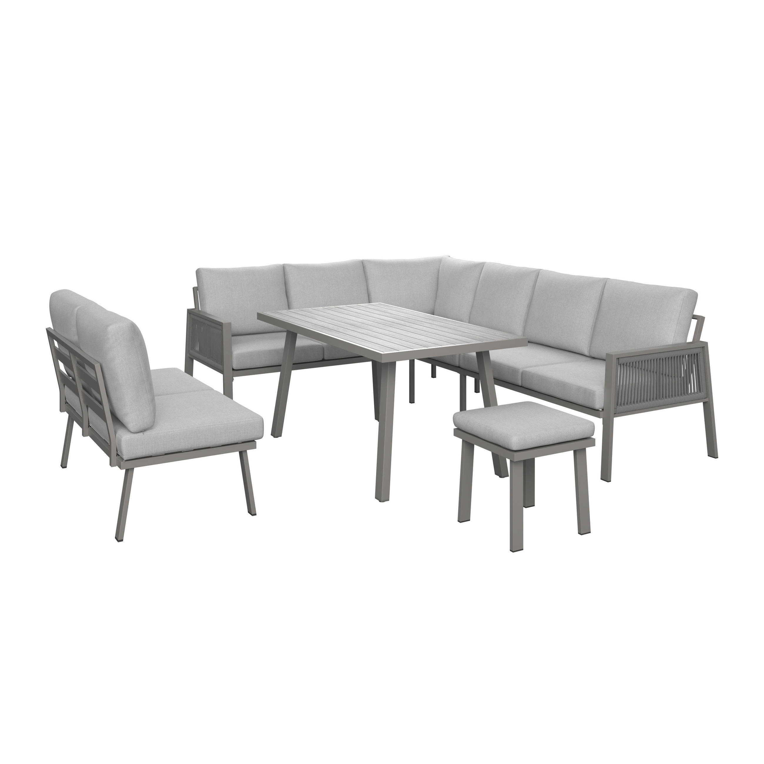 DINING-LOUNGESET  - Taupe, MODERN, Textil/Metall (179/76/75cm) - Ambia Garden