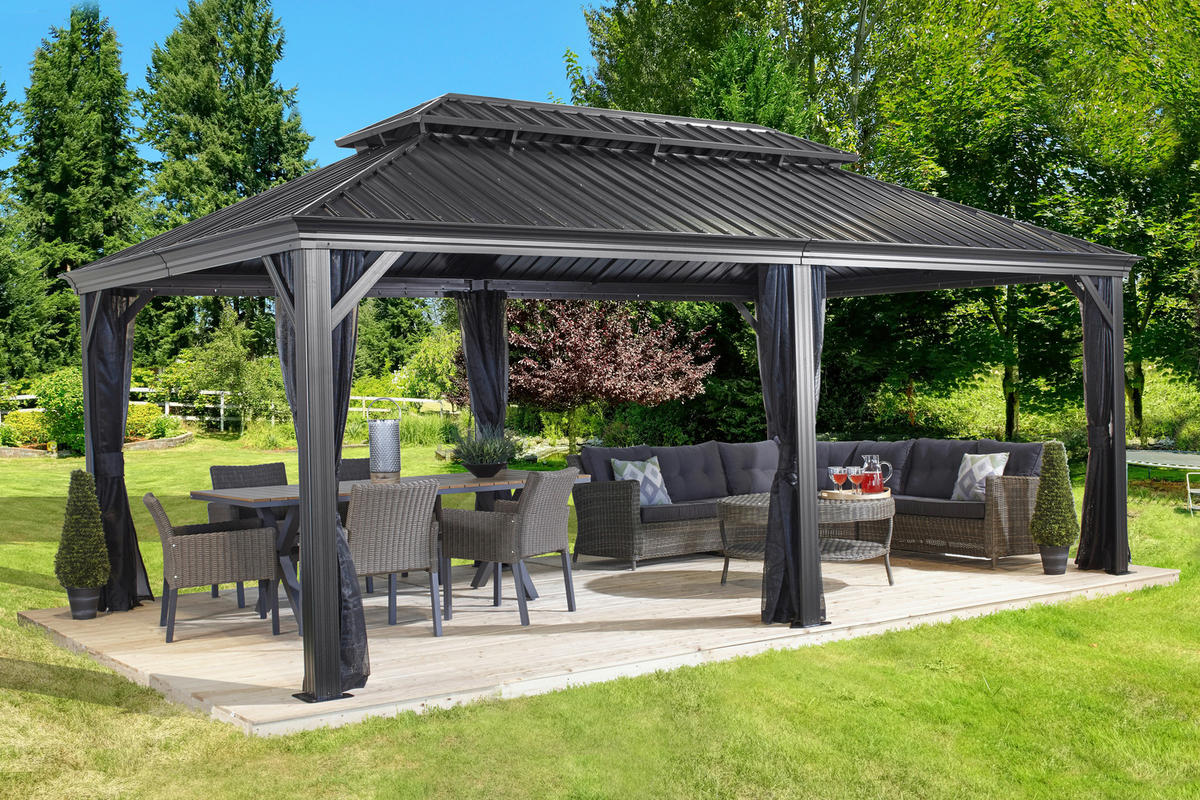 PAVILLON 598/307/363 cm Aluminium  - Anthrazit, Basics, Metall (598/307/363cm)