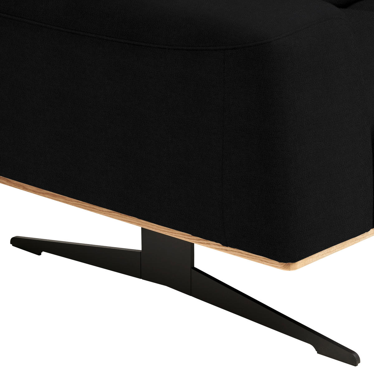 3-SITZER-SOFA in Echtleder Schwarz  - Schwarz, Design, Leder/Holz (205/76-97/102cm) - Novel
