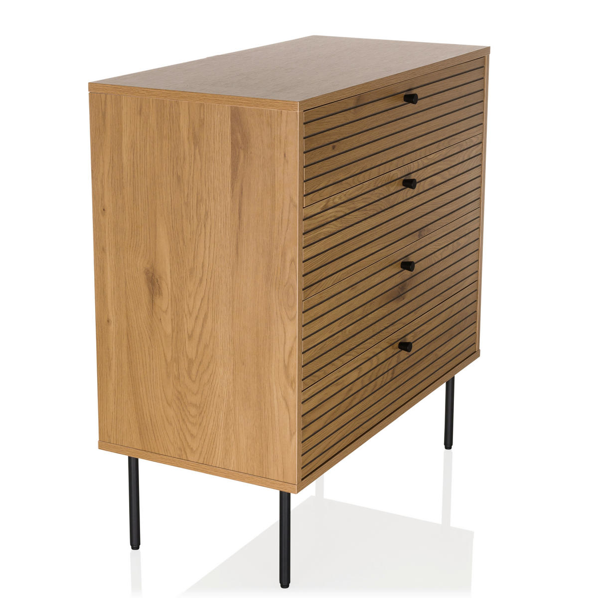 KOMMODE  in 80/85/40 cm  - Eichefarben/Schwarz, MODERN, Holzwerkstoff/Metall (80/85/40cm) - MID.YOU