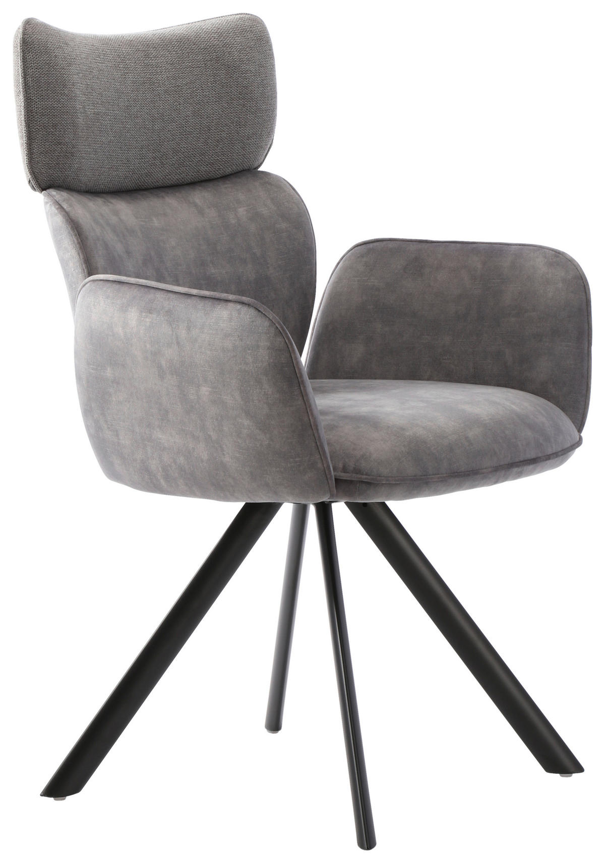 ARMLEHNSTUHL  in Eisen Webstoff  - Schwarz/Grau, Design, Textil/Metall (64,5/93/61cm) - Hom`in